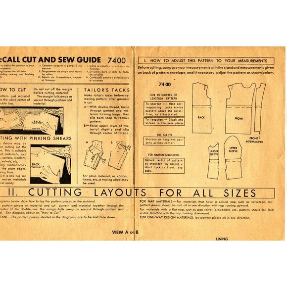 Vintage McCall Printed Pattern 7400 Womens Jacket Sewing Pattern 1940's Size 14 - Picture 3 of 4